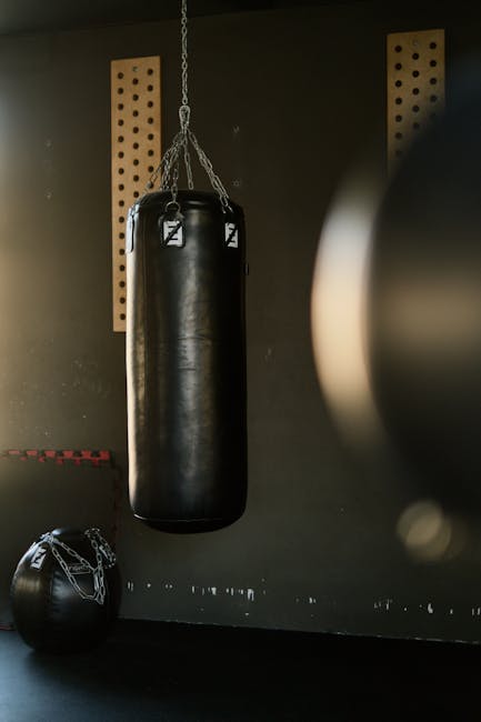 pexels-photo-4162449-4162449 Black punching bag hangs in a gym, bathed in sunlight, creating a moody and focused atmosphere.